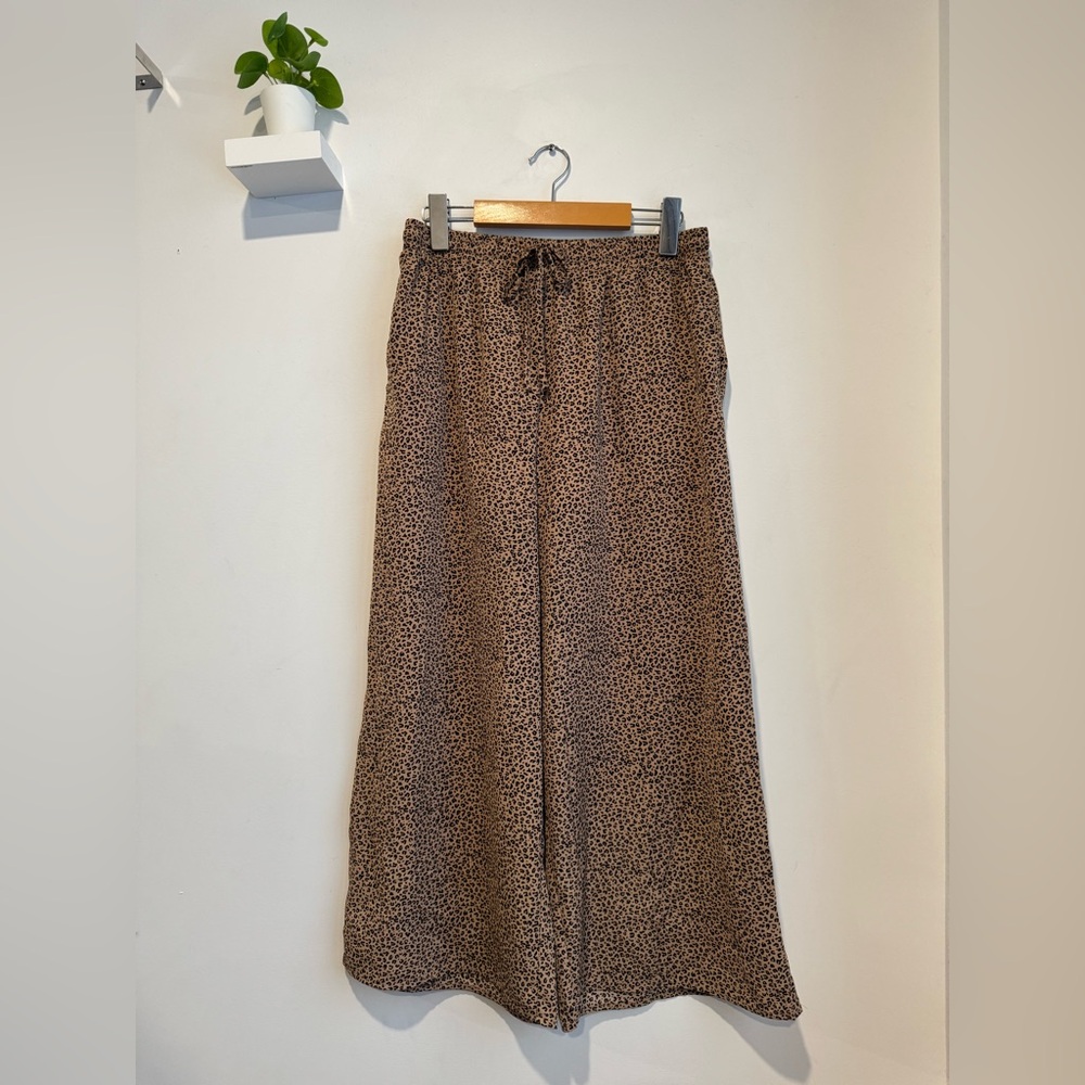 Crescent Tan and Black Animal Print Wide Leg Crops